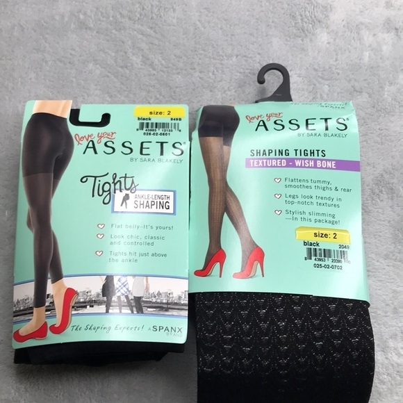 Assets By Sara Blakely 2 Pair of Shaping Tights in Black Size 2  New - Picture 1 of 10